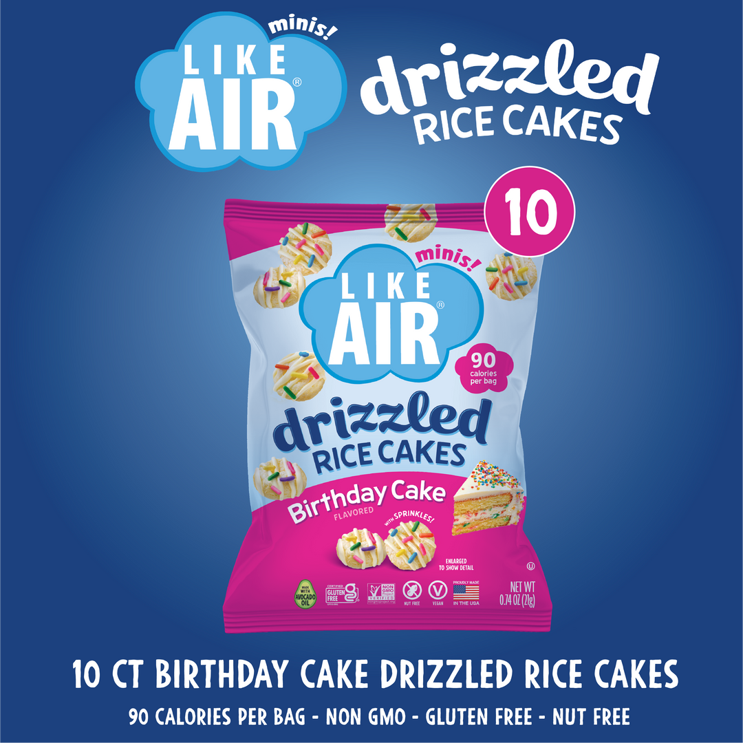 Like Air Single Serve Birthday Cake Drizzled Rice Cakes Pack - 0.74oz, 10 bags