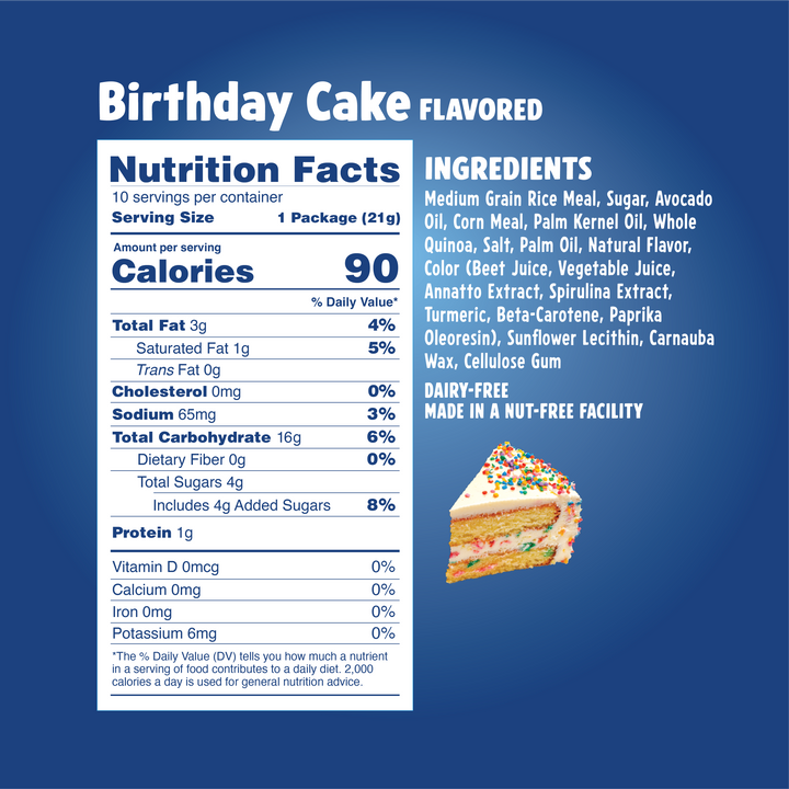 Like Air Single Serve Birthday Cake Drizzled Rice Cakes Pack - 0.74oz, 10 bags