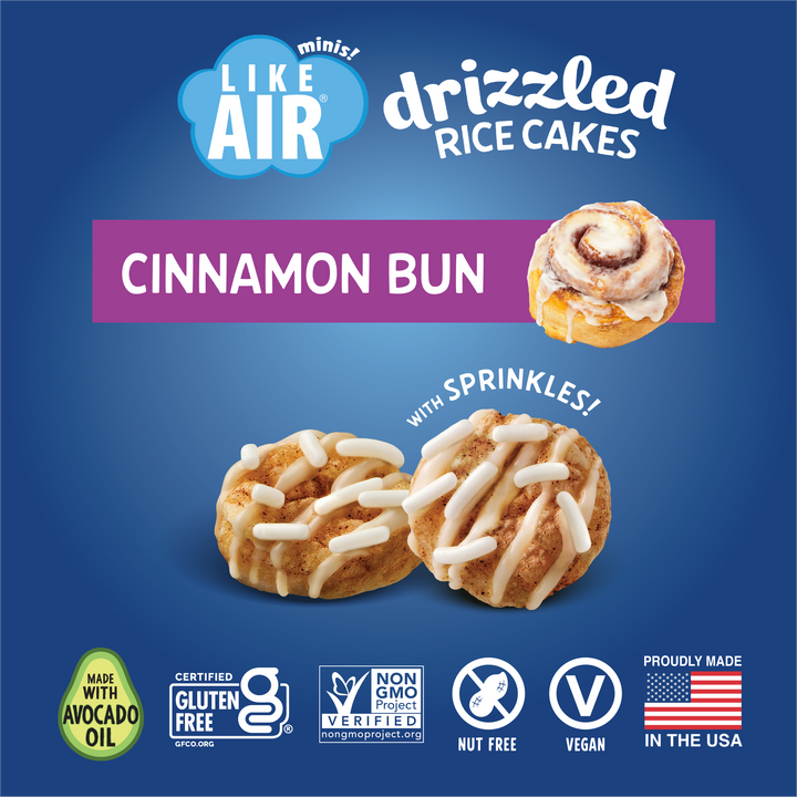 Like Air Single Serve Cinnamon Bun Drizzled Rice Cakes Pack - 0.74oz, 10 bags