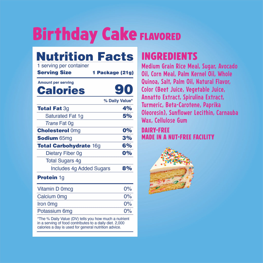 Like Air Single Serve Birthday Cake Drizzled Rice Cakes Pack - 0.74oz, 16 bags