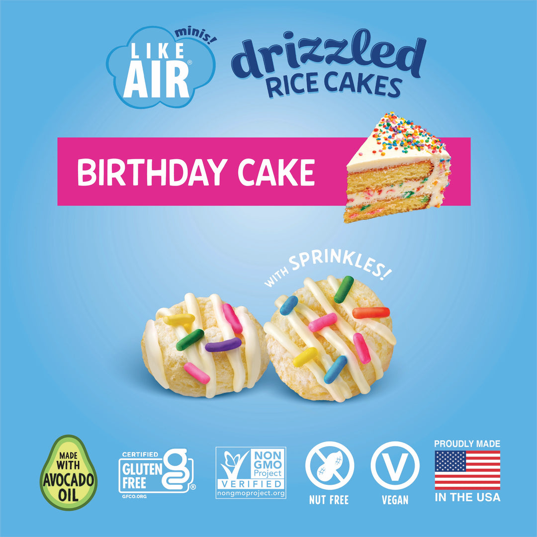 Like Air Single Serve Birthday Cake Drizzled Rice Cakes Pack - 0.74oz, 16 bags
