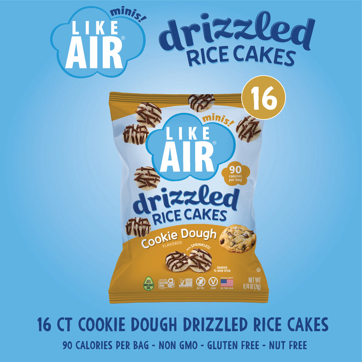 Like Air Single Serve Cookie Dough Drizzled Rice Cakes Pack - 0.74oz, 16 bags