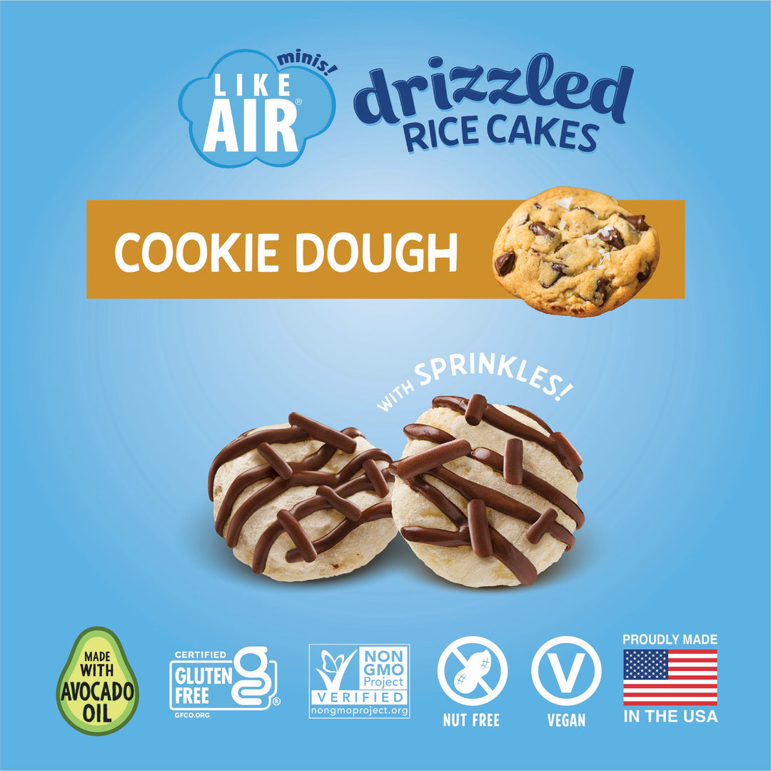 Like Air Single Serve Cookie Dough Drizzled Rice Cakes Pack - 0.74oz, 16 bags