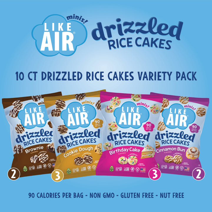 Like Air Single Serve Drizzled Rice Cakes Variety Pack - 0.74oz, 10 bags