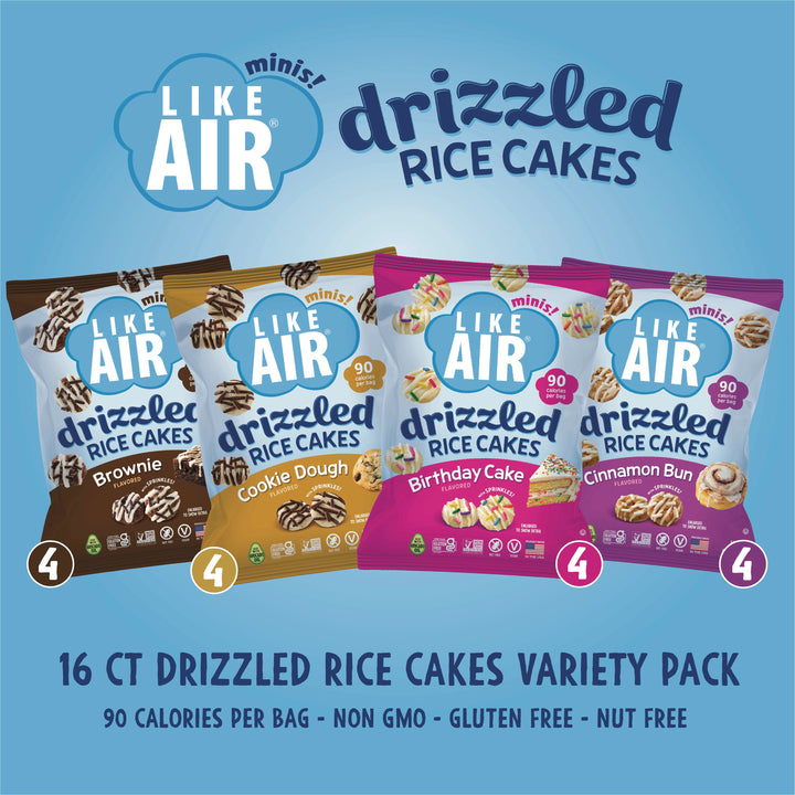 Like Air Single Serve Drizzled Rice Cakes Variety Pack - 0.74oz, 16 bags