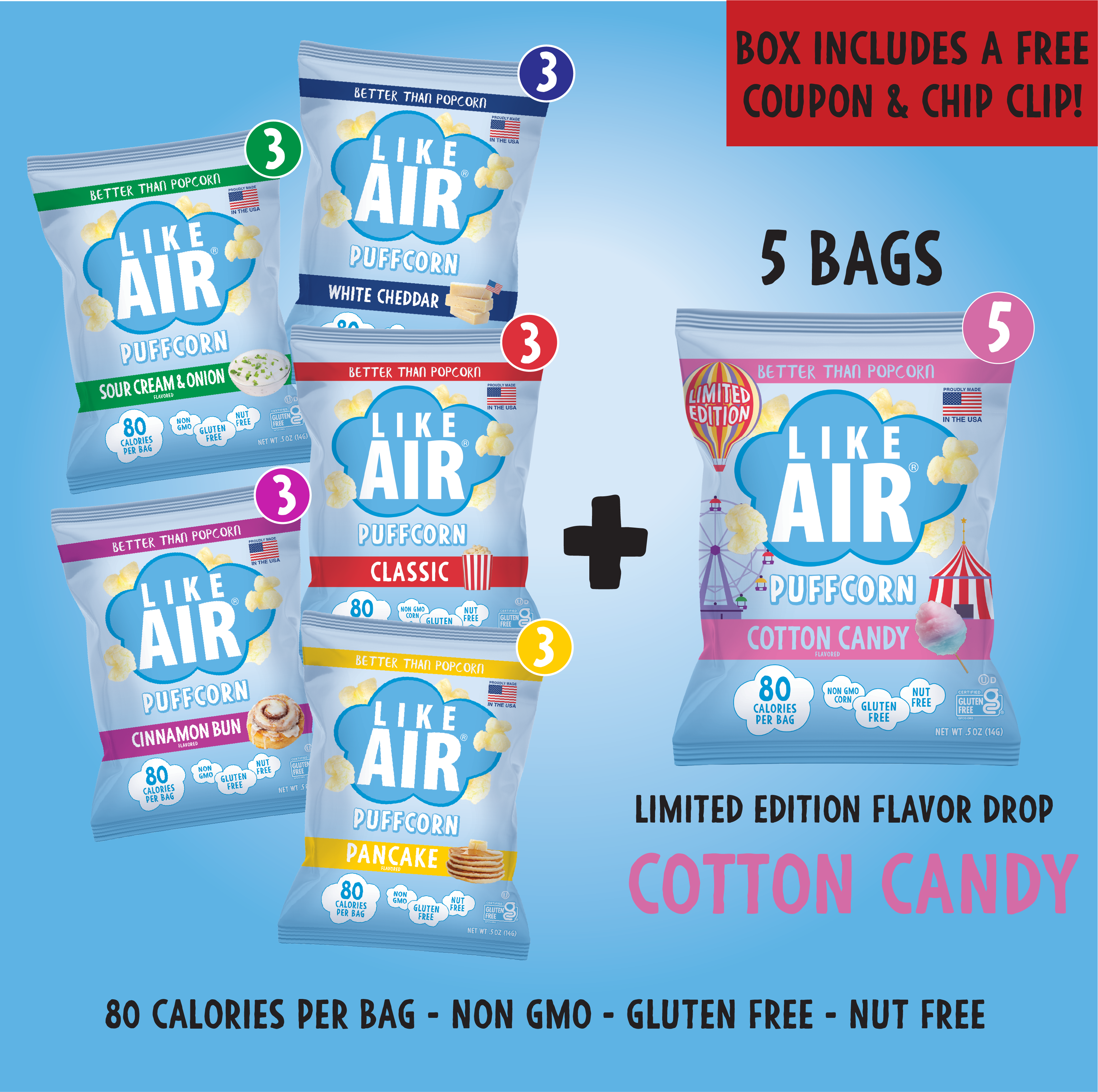 20ct Flavor Drop Variety Pack - Like Air Puffcorn