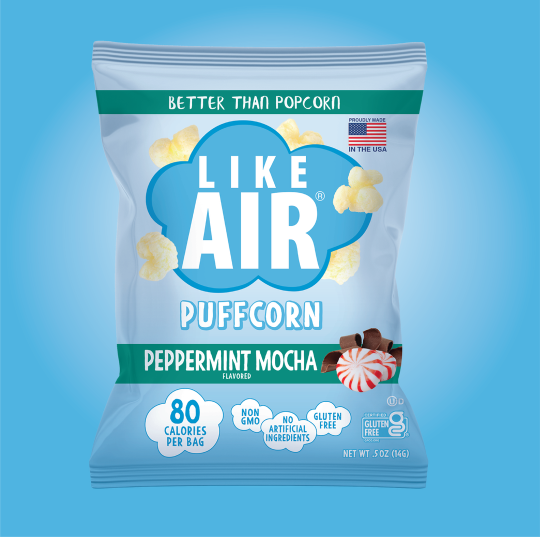 Peppermint Mocha Puffcorn Single Serve  - 20 bags - Like Air Puffcorn