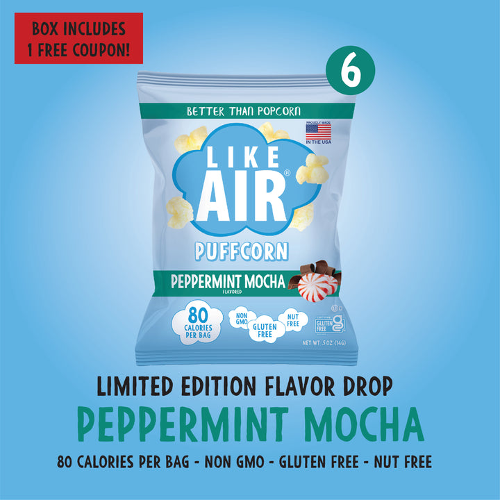 Peppermint Mocha Single Serve  - 6 bags - Like Air Puffcorn