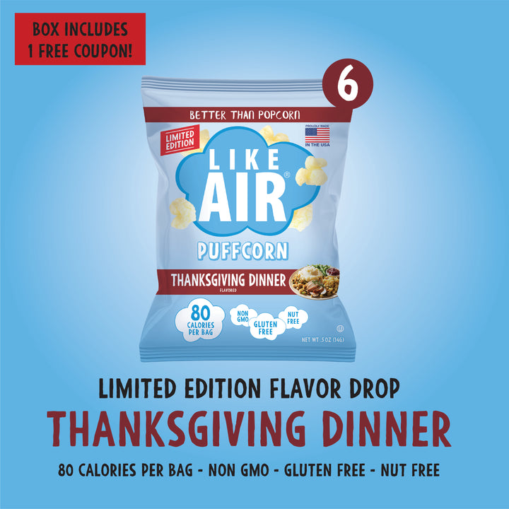 Thanksgiving Dinner Single Serve  - 6 bags - Like Air Puffcorn